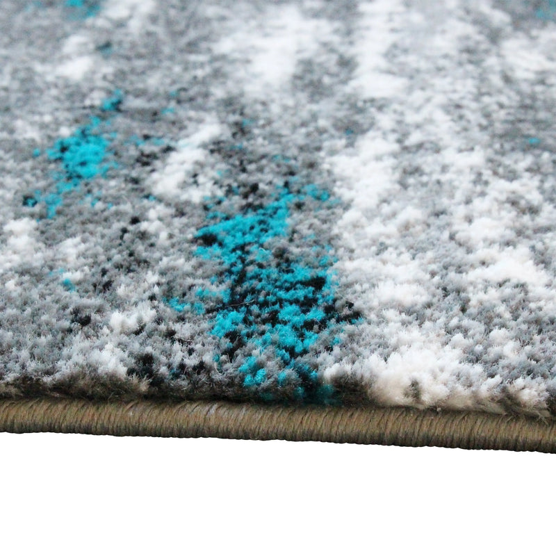 Clifton Collection 2' x 7' Distressed Turquoise Olefin Area Rug with Jute Backing iHome Studio