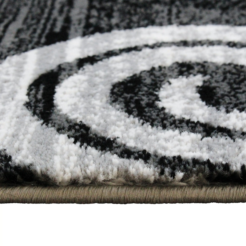 Clifton Collection 2' x 7' Gray Swirl Patterned Olefin Area Rug with Jute Backing iHome Studio