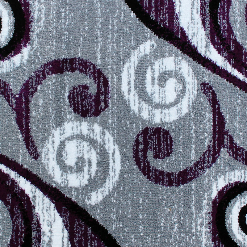 Clifton Collection 2' x 7' Purple Abstract Area Rug - Olefin Rug with Jute Backing iHome Studio
