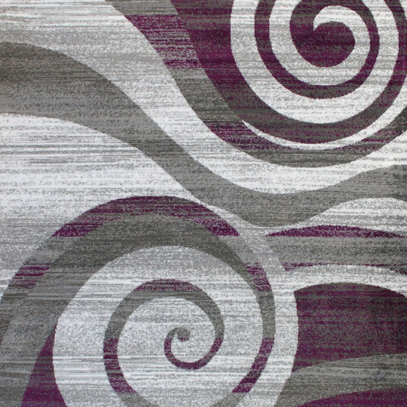 Clifton Collection 4' x 5' Purple Swirl Patterned Olefin Area Rug with Jute Backing iHome Studio