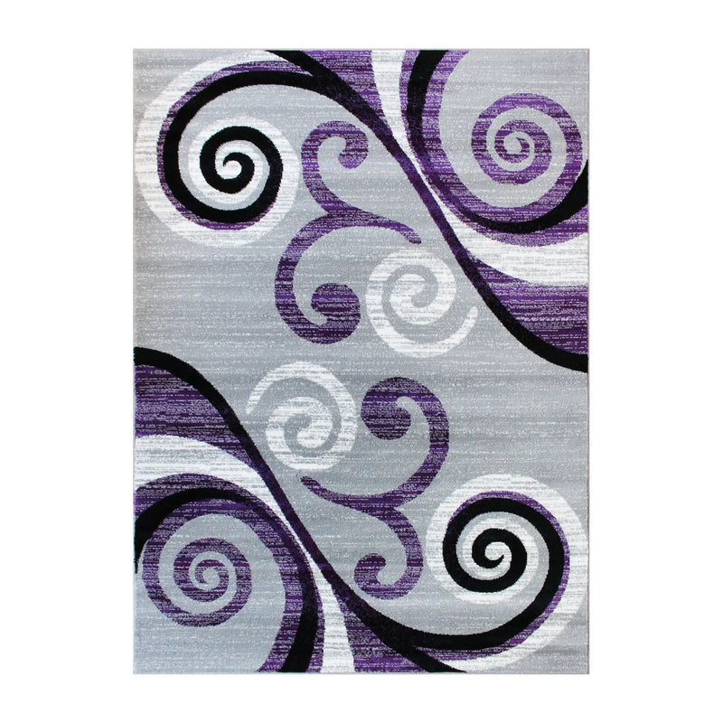 Clifton Collection 5' x 7' Purple Abstract Area Rug - Olefin Rug with Jute Backing iHome Studio