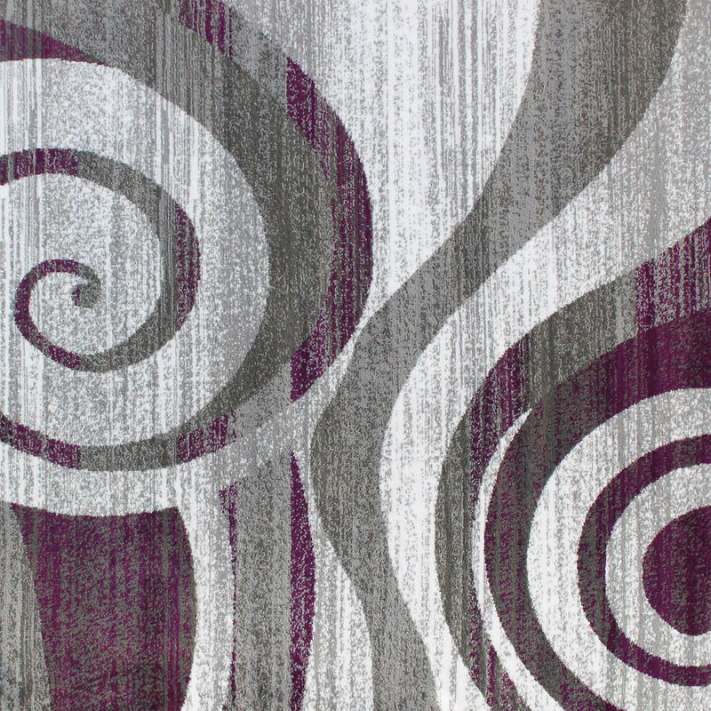 Clifton Collection 5' x 7' Purple Swirl Patterned Olefin Area Rug with Jute Backing iHome Studio