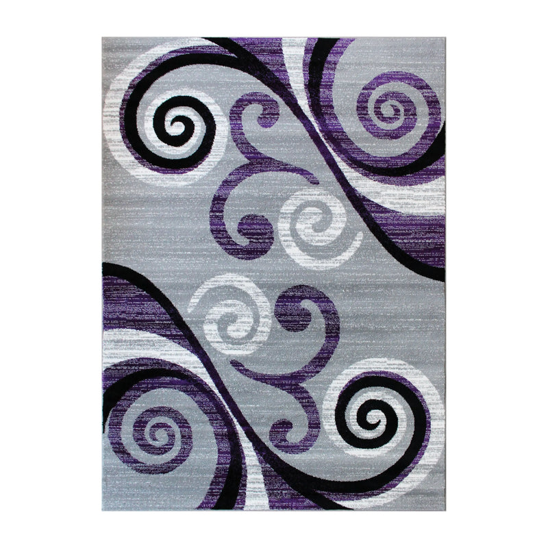 Clifton Collection 6' x 9' Purple Abstract Area Rug - Olefin Rug with Jute Backing iHome Studio