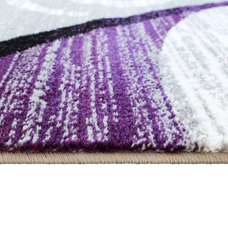 Clifton Collection 6' x 9' Purple Abstract Area Rug - Olefin Rug with Jute Backing iHome Studio