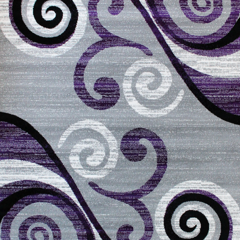 Clifton Collection 6' x 9' Purple Abstract Area Rug - Olefin Rug with Jute Backing iHome Studio