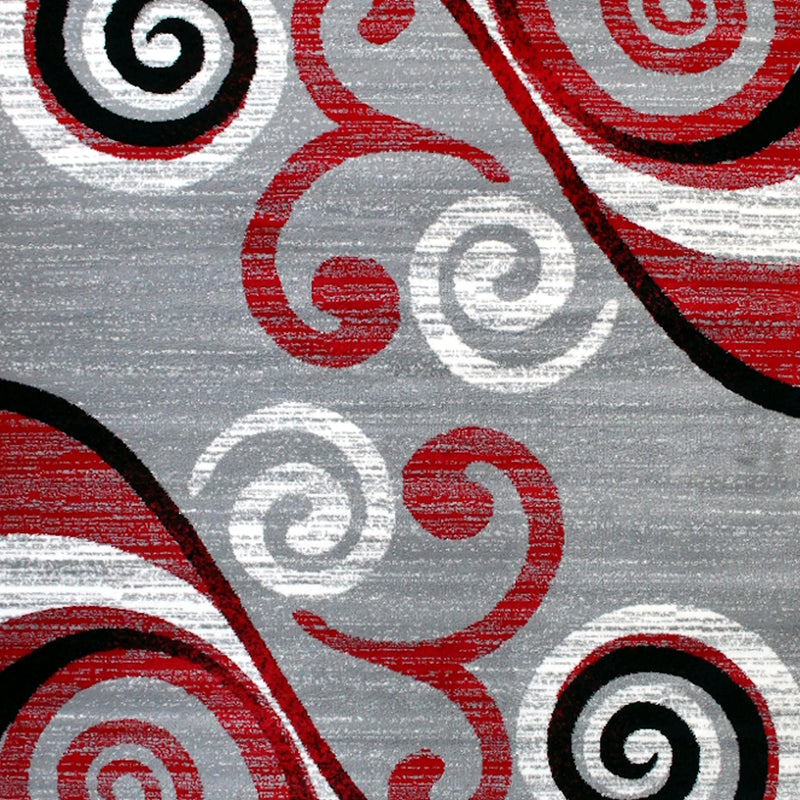 Clifton Collection 6' x 9' Red Abstract Area Rug - Olefin Rug with Jute Backing iHome Studio
