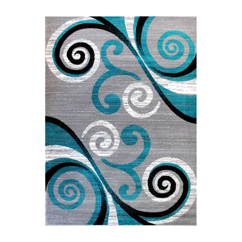 Clifton Collection 6' x 9' Turquoise Abstract Area Rug - Olefin Rug with Jute Backing iHome Studio