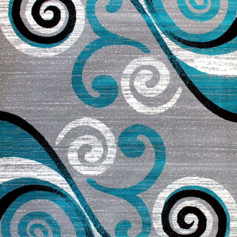 Clifton Collection 6' x 9' Turquoise Abstract Area Rug - Olefin Rug with Jute Backing iHome Studio