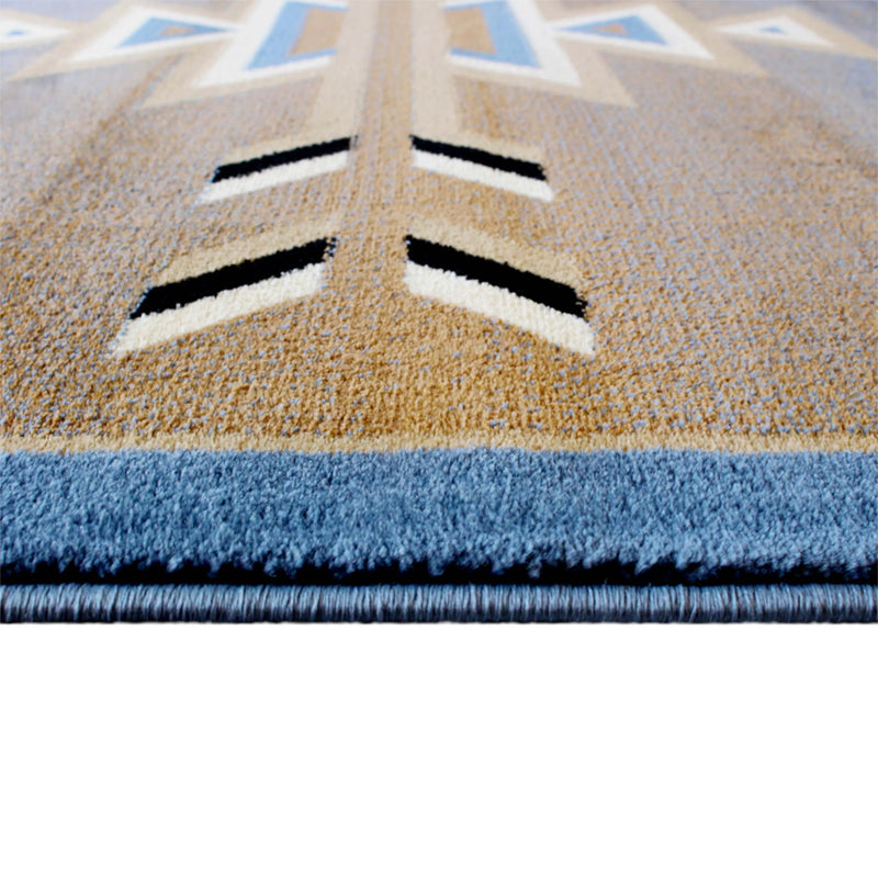 Clifton Collection Southwestern 2' x 11' Blue Area Rug - Olefin Rug with Jute Backing iHome Studio