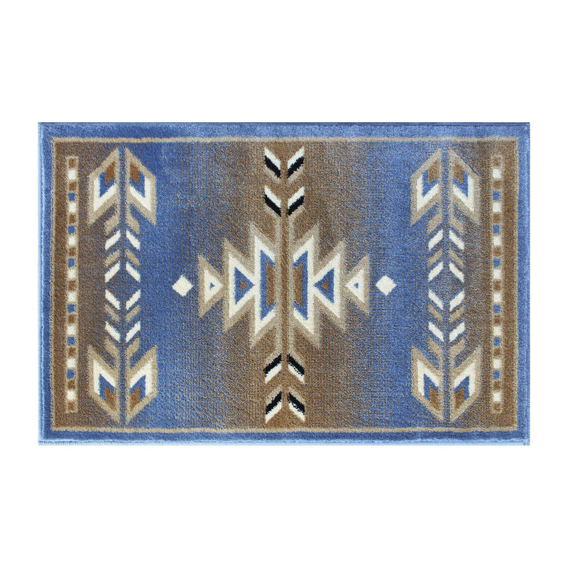 Clifton Collection Southwestern 2' x 3' Blue Area Rug - Olefin Rug with Jute Backing iHome Studio