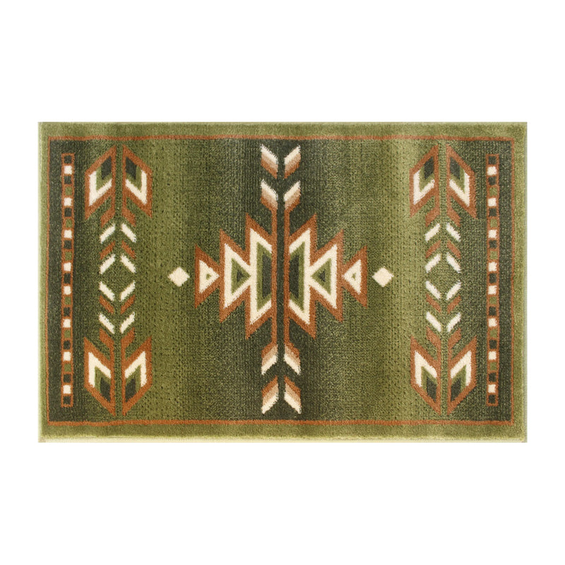 Clifton Collection Southwestern 2' x 3' Green Area Rug - Olefin Rug with Jute Backing iHome Studio