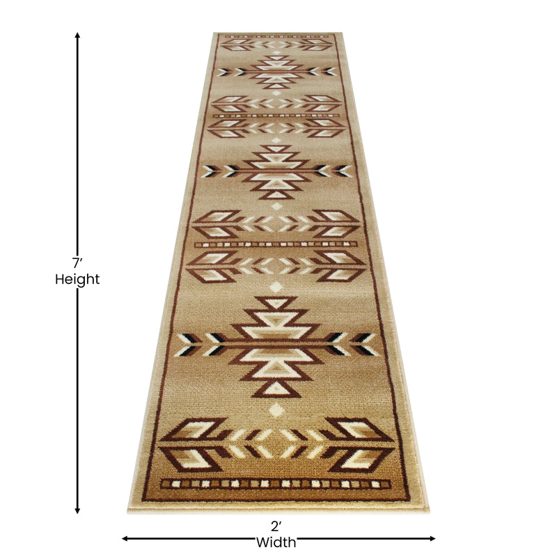 Clifton Collection Southwestern 2' x 7' Brown Area Rug - Olefin Rug with Jute Backing iHome Studio