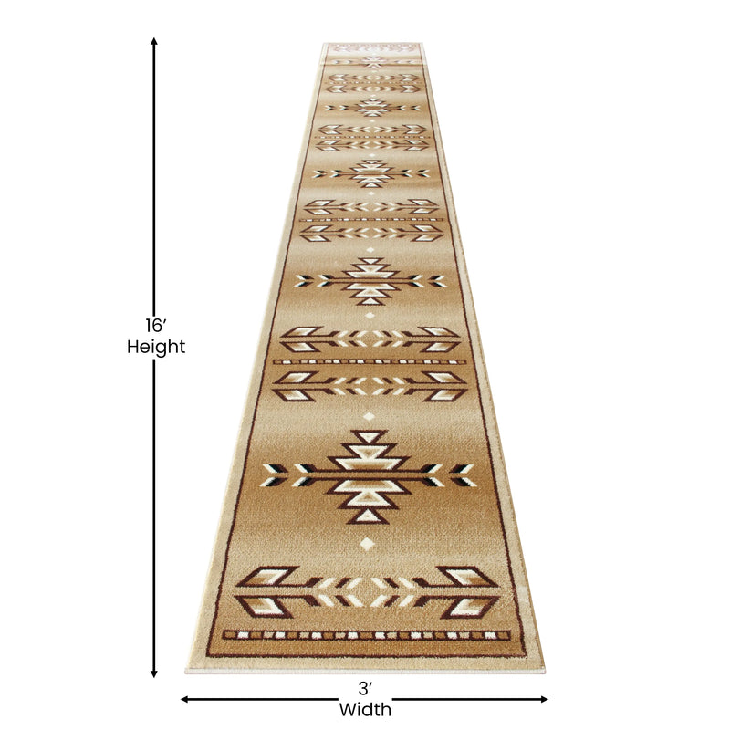 Clifton Collection Southwestern 3' x 16' Brown Area Rug - Olefin Rug with Jute Backing iHome Studio