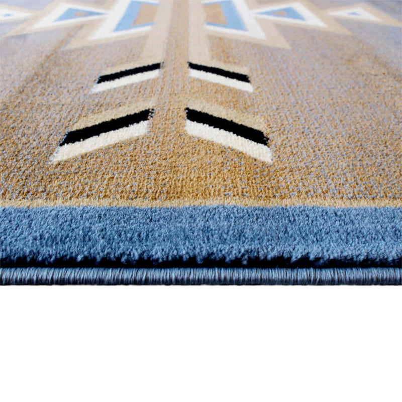 Clifton Collection Southwestern 4' x 5' Blue Area Rug - Olefin Rug with Jute Backing iHome Studio