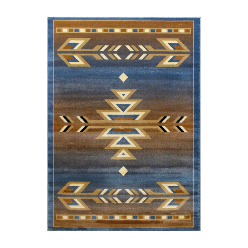 Clifton Collection Southwestern 5' x 7' Blue Area Rug - Olefin Rug with Jute Backing iHome Studio