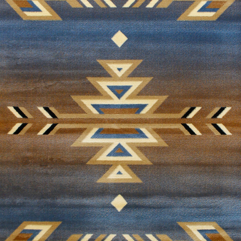 Clifton Collection Southwestern 5' x 7' Blue Area Rug - Olefin Rug with Jute Backing iHome Studio