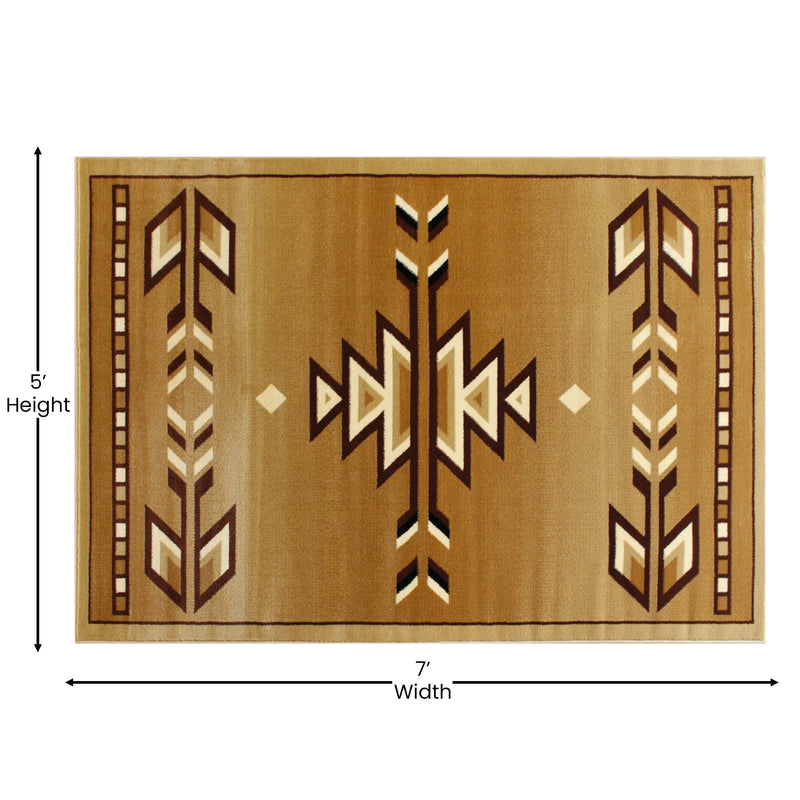 Clifton Collection Southwestern 5' x 7' Brown Area Rug - Olefin Rug with Jute Backing iHome Studio