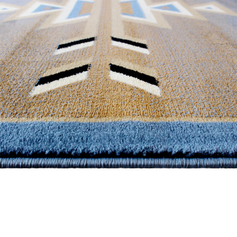 Clifton Collection Southwestern 6' x 9' Blue Area Rug - Olefin Rug with Jute Backing iHome Studio