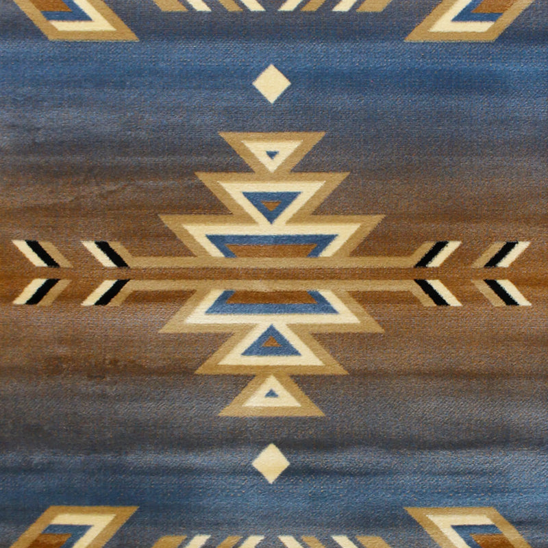 Clifton Collection Southwestern 6' x 9' Blue Area Rug - Olefin Rug with Jute Backing iHome Studio