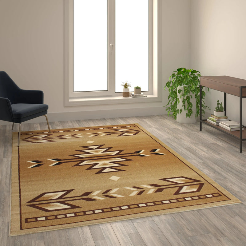 Clifton Collection Southwestern 6' x 9' Brown Area Rug - Olefin Rug with Jute Backing iHome Studio