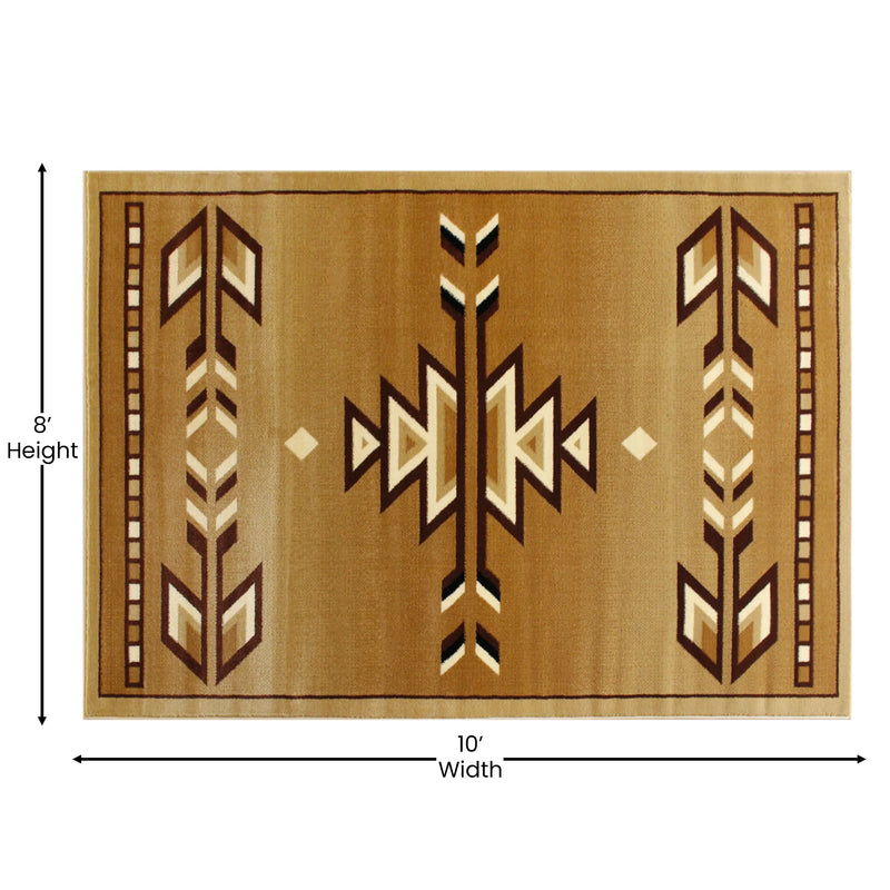 Clifton Collection Southwestern 8' x 10' Brown Area Rug - Olefin Rug with Jute Backing iHome Studio