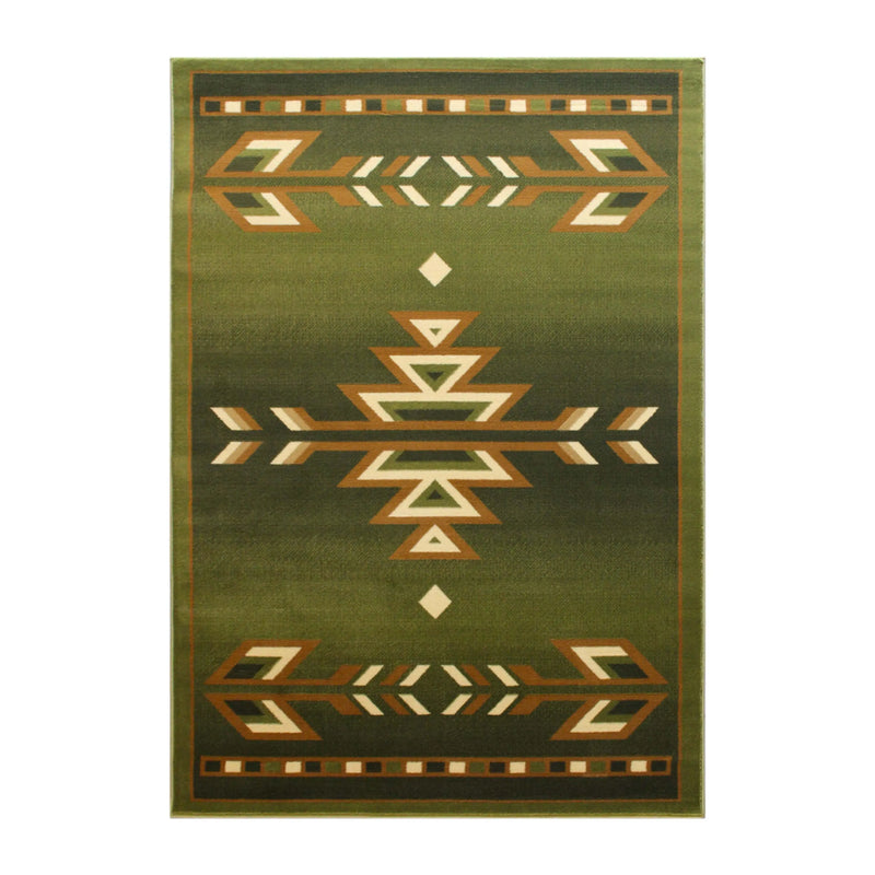 Clifton Collection Southwestern 8' x 10' Green Area Rug - Olefin Rug with Jute Backing iHome Studio