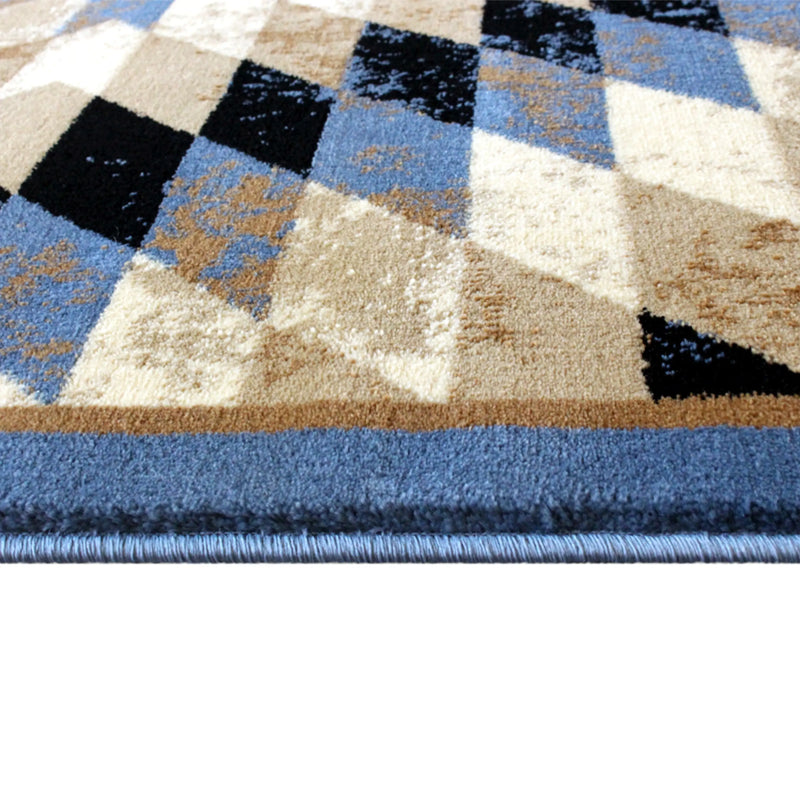 Clifton Collection Southwestern Type 2 4' x 5' Blue Area Rug - Olefin Rug with Jute Backing iHome Studio