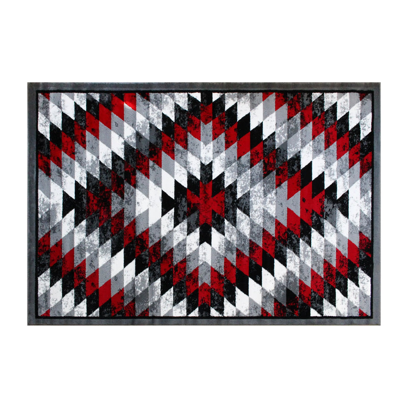 Clifton Collection Southwestern Type 2 5' x 7' Red Area Rug - Olefin Rug with Jute Backing iHome Studio