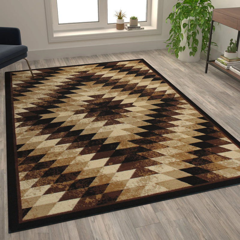 Clifton Collection Southwestern Type 2 6' x 9' Brown Area Rug - Olefin Rug with Jute Backing iHome Studio