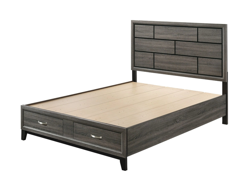 Clyde King Bed w/Front Drawers, Weathered Gray iHome Studio