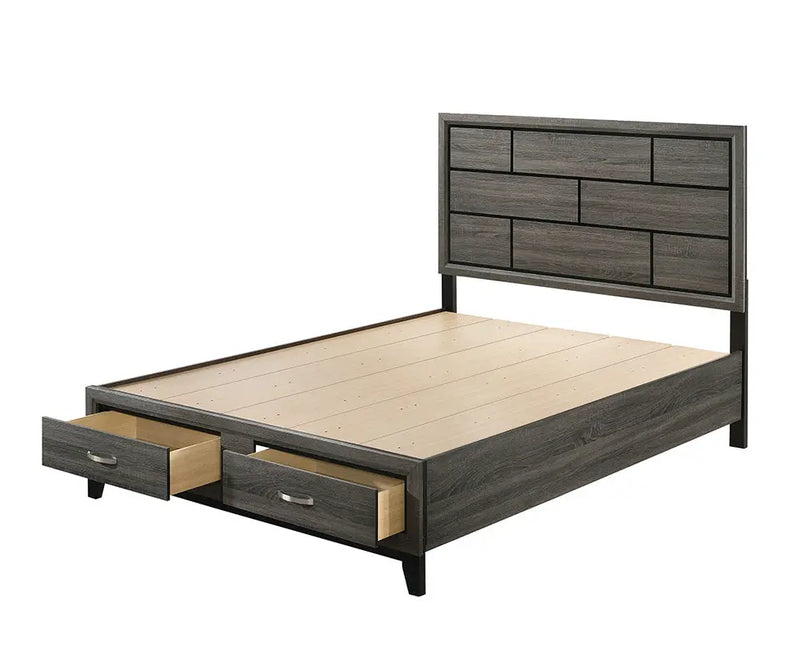 Clyde King Bed w/Front Drawers, Weathered Gray iHome Studio