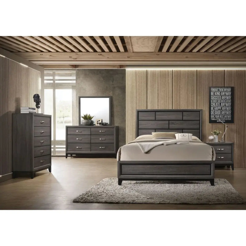 Clyde King Bed, Weathered Gray iHome Studio