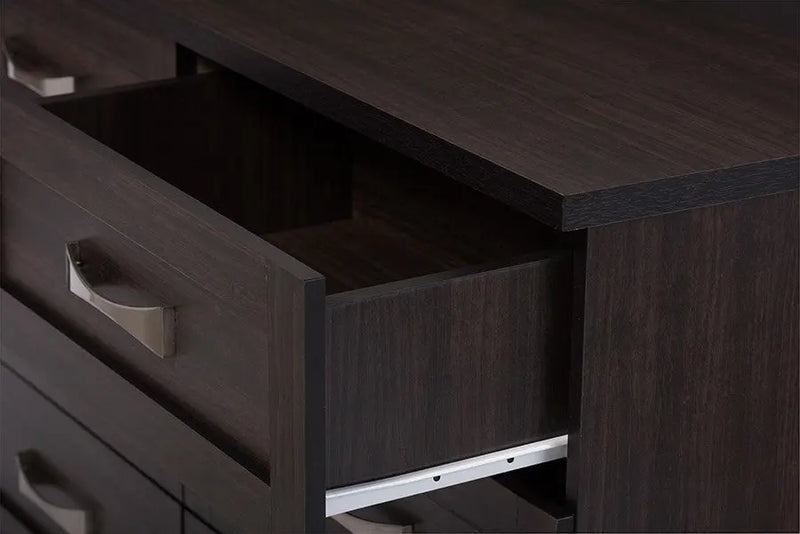 Colburn Modern and Contemporary 6-Drawer Dark Brown Finish Wood Storage Dresser iHome Studio