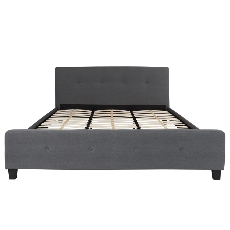 Collette Tufted Upholstered Platform Bed, Dark Gray (King) iHome Studio
