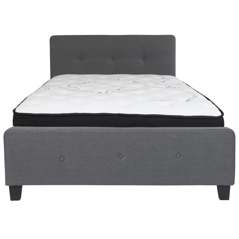 Collette Tufted Upholstered Platform Bed, Dark Gray w/Mattress (Full) iHome Studio