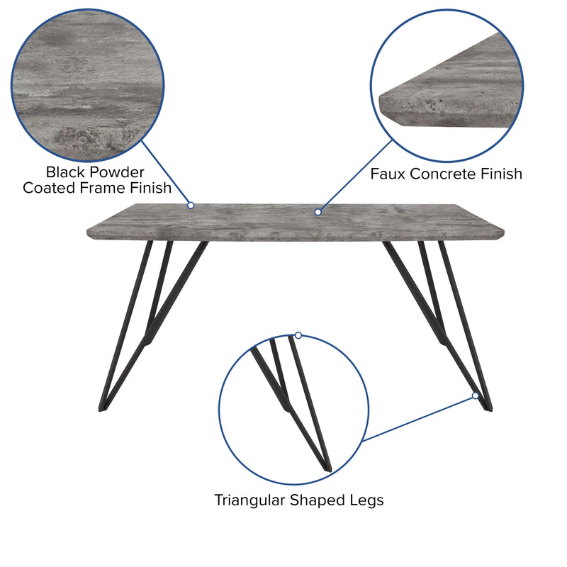 Connie 31.5" x 63" Rectangular Dining Table, Faux Concrete Finish iHome Studio