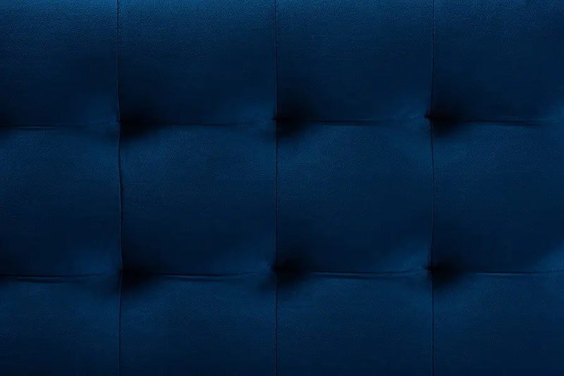 Cooper Navy Blue Velvet Fabric Upholstered Grid-Tufted Storage Ottoman Bench iHome Studio