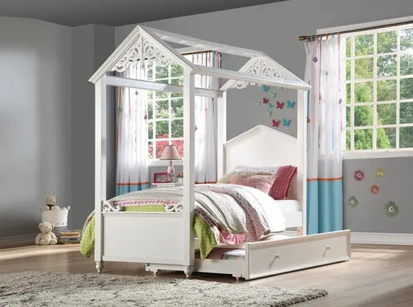 Cruz Full Bed w/Canopy, White iHome Studio