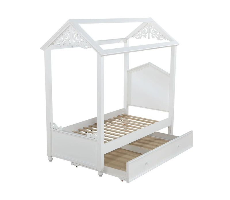 Cruz Twin Bed w/Canopy, White iHome Studio