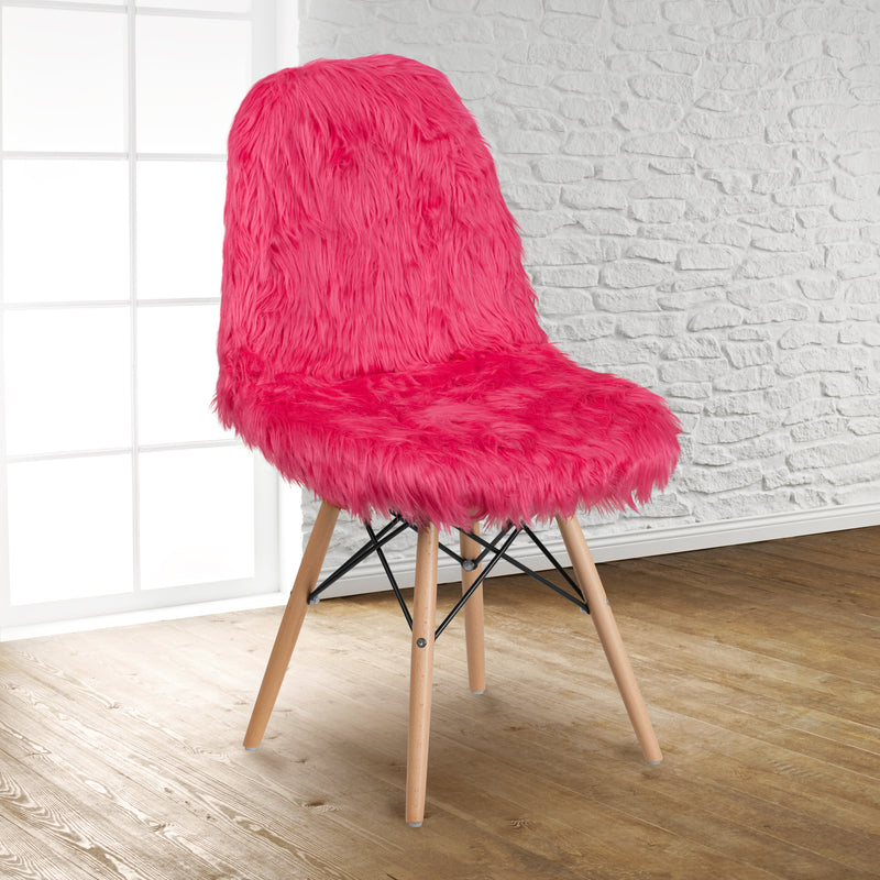 Zina Shaggy Dog Hot Pink Accent Chair iHome Studio