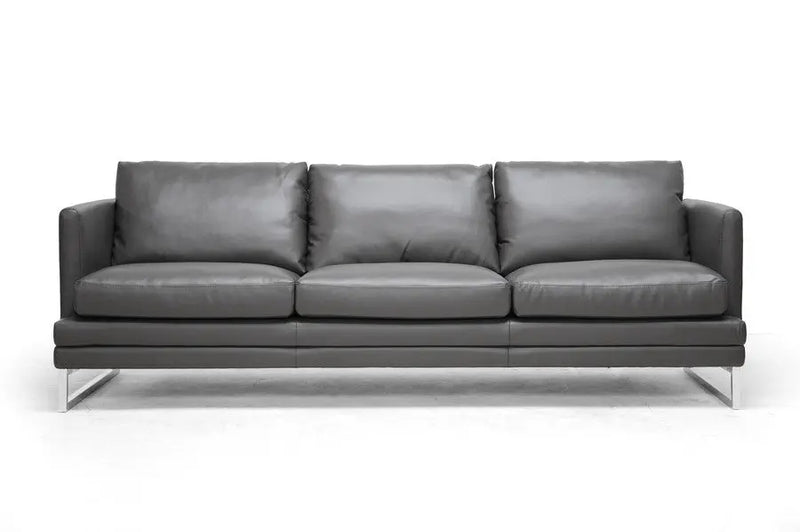 Dakota Pewter Grey Bonded Leather Sofa Birch Frame & Black legs iHome Studio