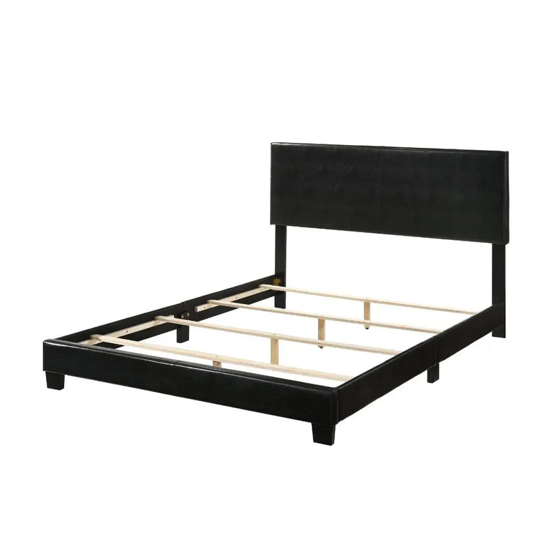 Dalia Queen Bed, Black Faux Leather iHome Studio