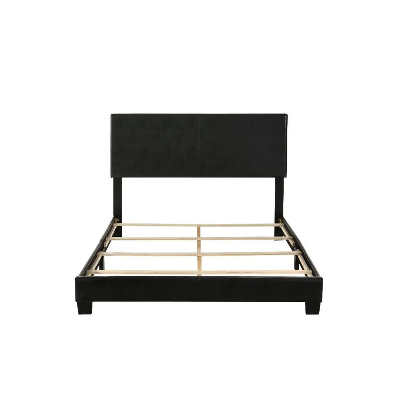 Dalia Queen Bed, Black Faux Leather iHome Studio