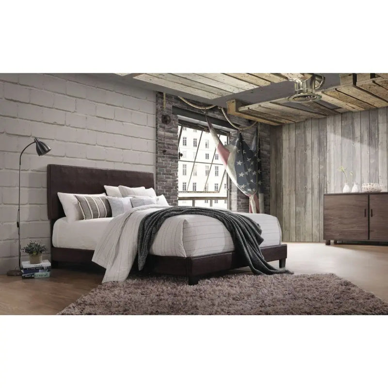 Dalia Queen Bed, Espresso Faux Leather iHome Studio