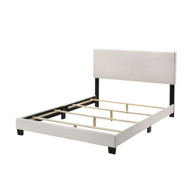 Dalia Queen Bed, White Faux Leather iHome Studio