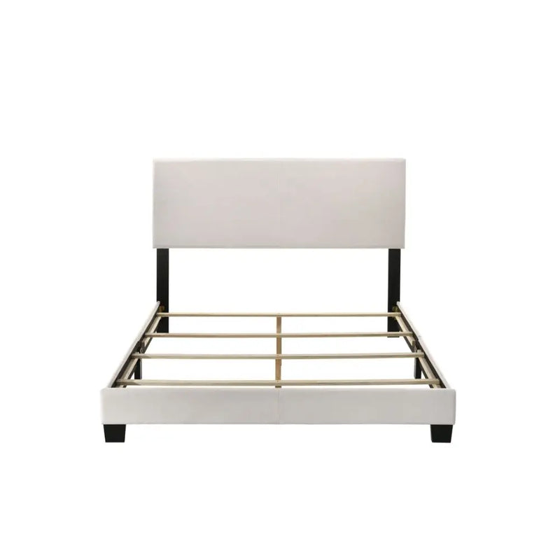 Dalia Queen Bed, White Faux Leather iHome Studio