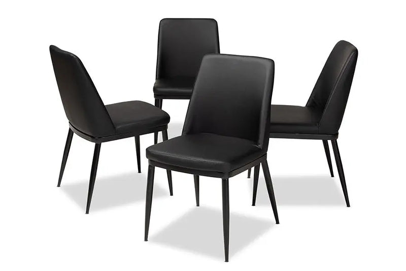 Darcell Black Faux Leather Upholstered Dining Chair - 4pcs iHome Studio