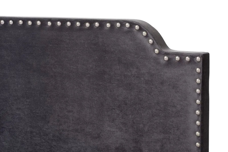 Darcy Dark Grey Velvet Upholstered Bed (King) iHome Studio