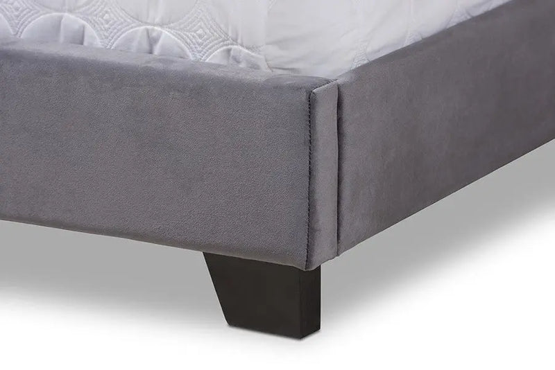 Darcy Dark Grey Velvet Upholstered Bed (Queen) iHome Studio