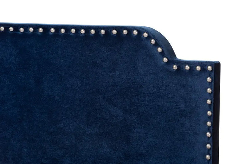 Darcy Navy Velvet Upholstered Bed (Full) iHome Studio